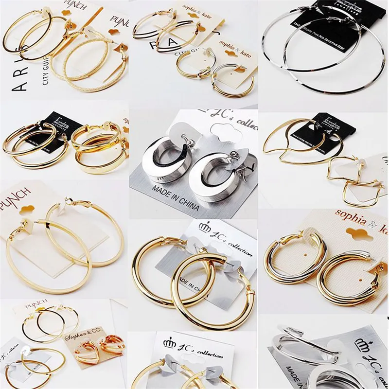 Circle Fashion Hoop Earrings for women European American Pure Copper Exaggerated Glossy Earring Mixed Batch Nightclub Sexy Jewelry Accessories