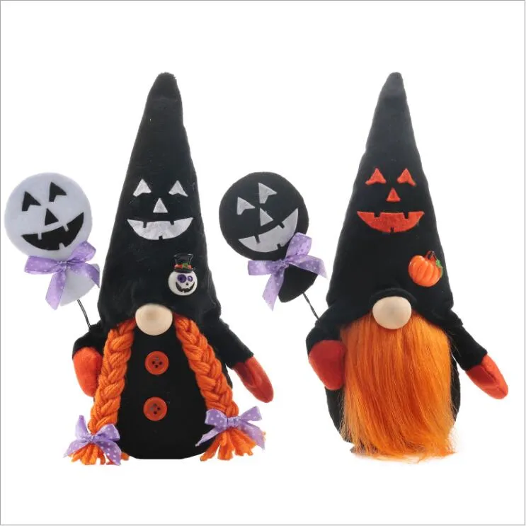 Halloween Plush Lalki Zabawki Gnomy Hallowmas Dekoracje Miotła Czarownica Bez twarzy Lalki Rekwizyty Układ Ornamenty Kreatywny Nadziewane Elf Rudolph Exquisite Kids Prezenty B7761