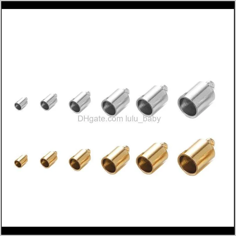 Accesorios de cuentas Componentes 100 Unids 6 Tamaños Oro Sier Cuerda Cadena Cuchara de acero inoxidable Crimp End Caps Sujetadores para la fabricación de joyas Diy