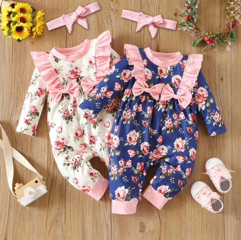 Noworodek Odzież Potrzeba Baby Girl Romper Jesień Zima Unisex Baby Fashion Chłopcy Dziewczyny Ubrania Niemowląt Długi Rękaw Summsuit 0-18M G1218