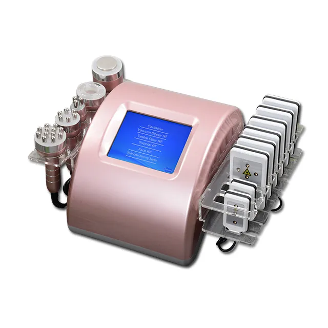 Professionnel 6 en 1 40k Ultrasonic Cavitation Slimming Machine Vacuum Radio Fréquence 8 PADS LIPO LASER DIODE Lllt Lipolyse Corps Forme