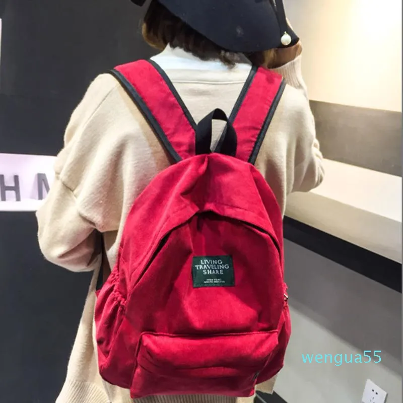 Moda Unisex Simples Cor Sólida Zipper Backpack Saco de Viagem Estudante Sacos de Escola Crianças Bookbag para Menina Adolescente