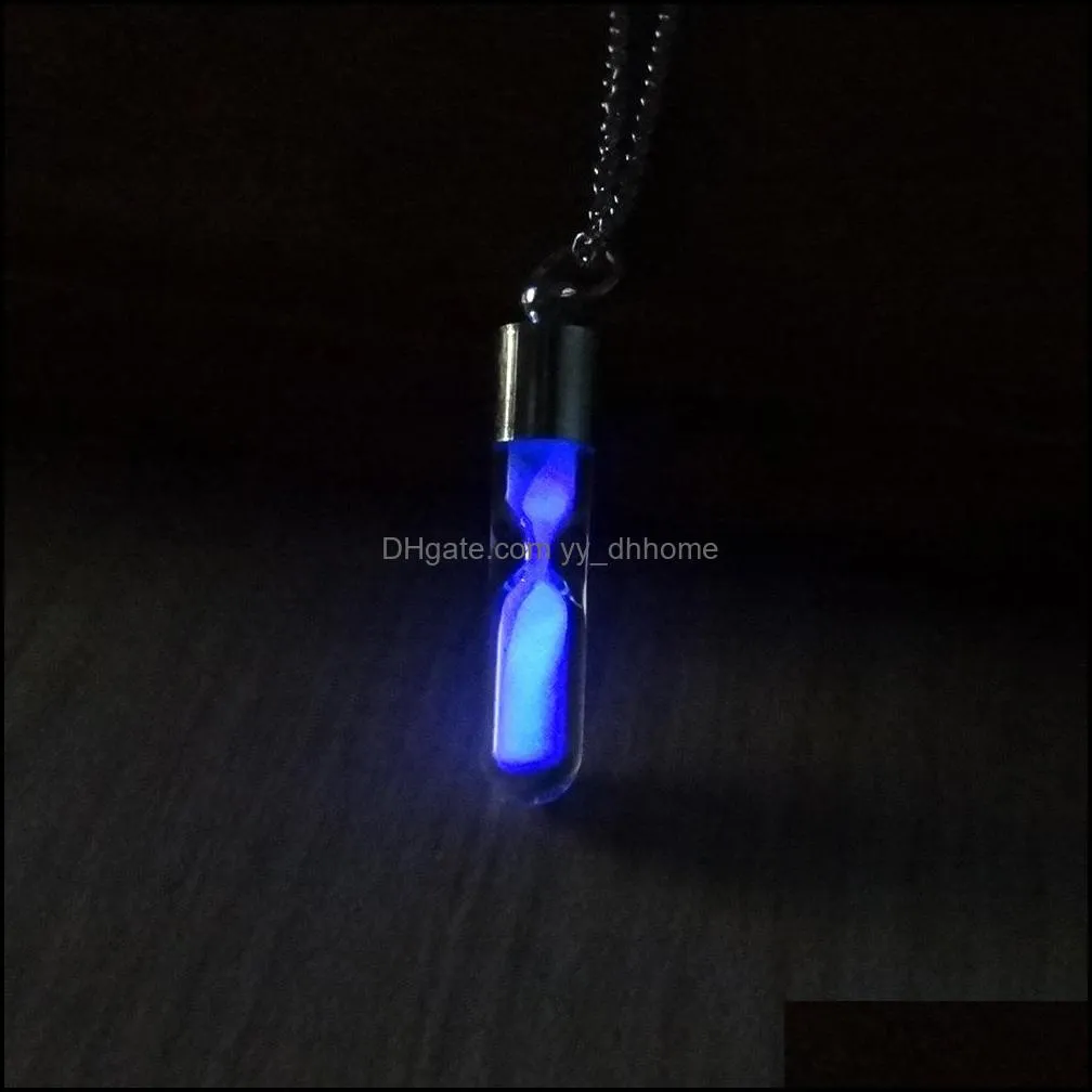 creative glowinthe dark necklace quicksand wishing bottle ladies glowing jewelry hourglass message bottle pendant necklace