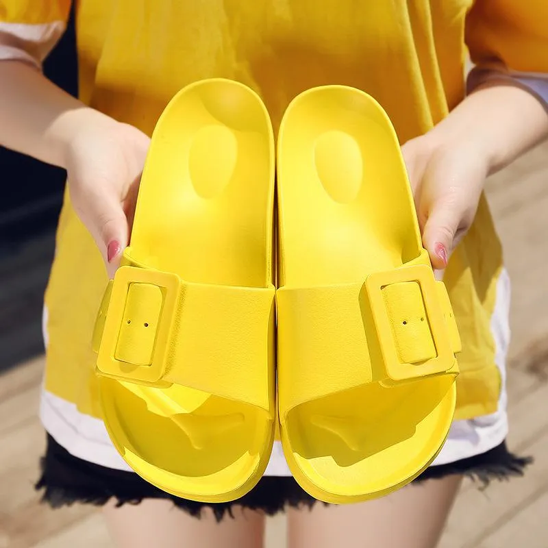 Korean Style Fashion Slippers Outer Wear Internet Casual Home Single Strap Slides Soft Bottom Comfortable Sanda