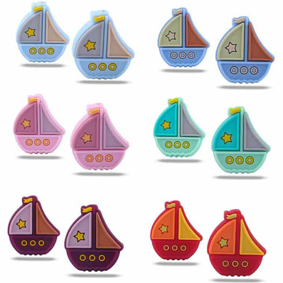 Nuovi clip Prodotti per bambini Cartoon Colorful Sailing Select Beaches Perline creativo molare fai da te neonato capezzolo catena accessori accessori