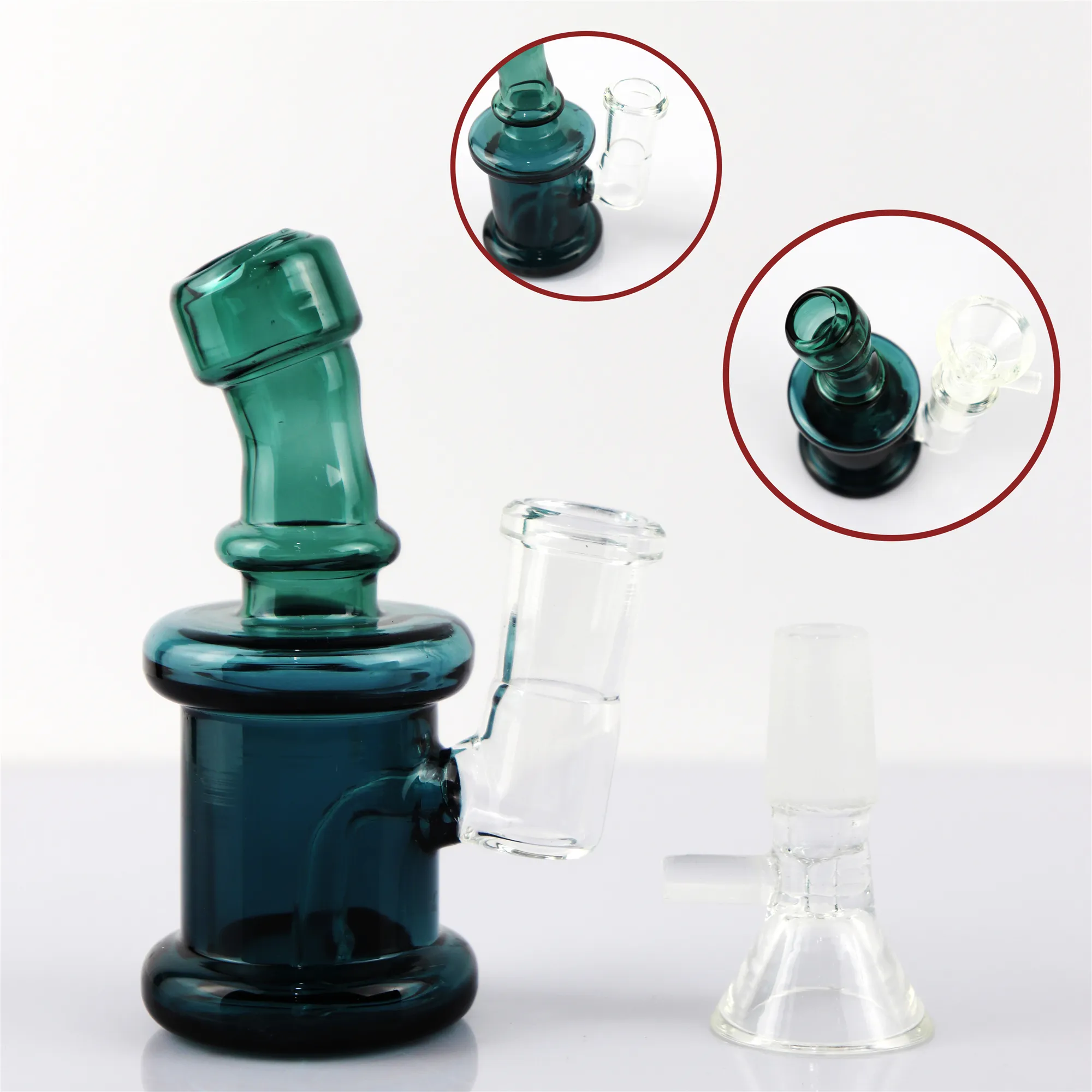 14mmボールの手のパイプ喫煙水パイプの小型ガラスのボッツホーカーシーシャオイルバーナーリグ厚いPyrex Bong Dab Rigsグリーン