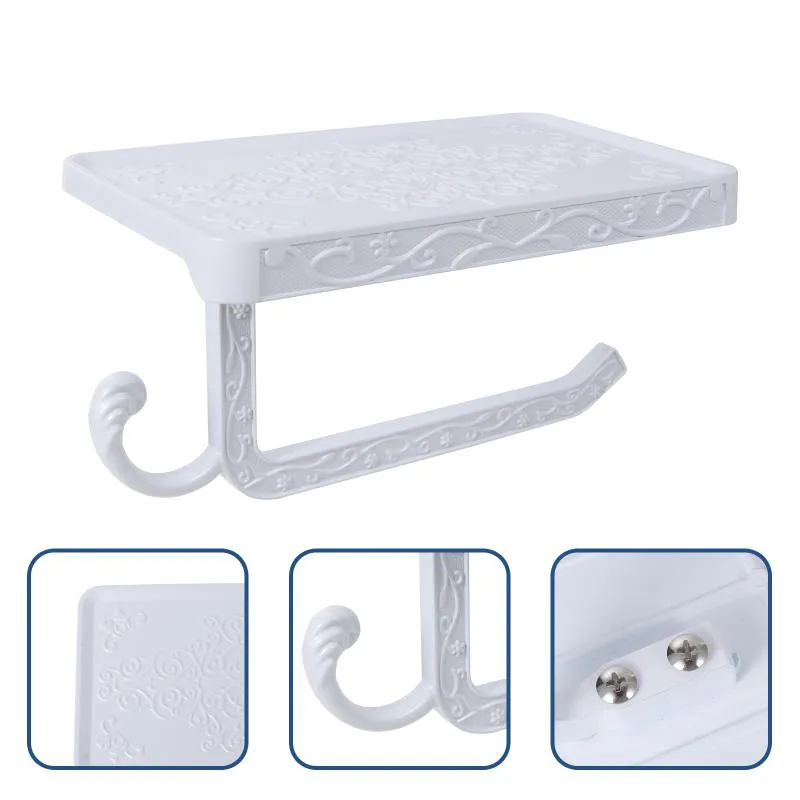 Toilet Paper Holders 1Pc Multipurpose Tissue Holder Rack Wall Mounted Bathroom Towel