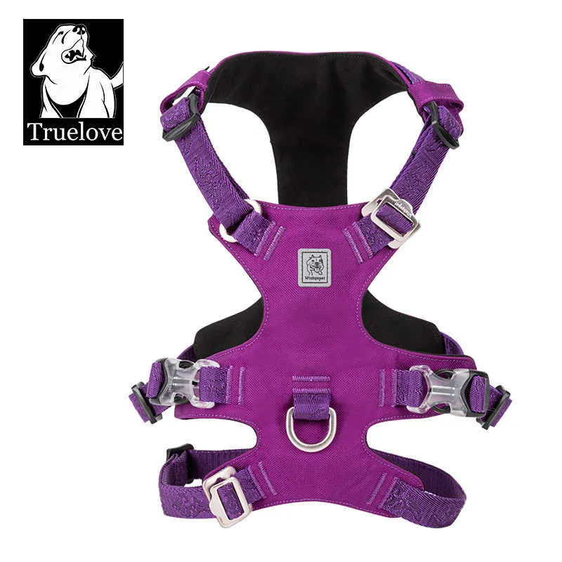 Truelove PET Nylon Harness Light-Gewicht Double-H-vorm borduurwerk 5 Verstelbare posities Medium en grote hond Waterdicht YH1807 210712