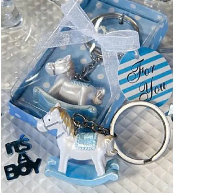 Rocking Horse KeyChain для Baby Born Gifts Свадебное обеспечение для гостей Троянское Ключ Кольцо Детский душ Подарок