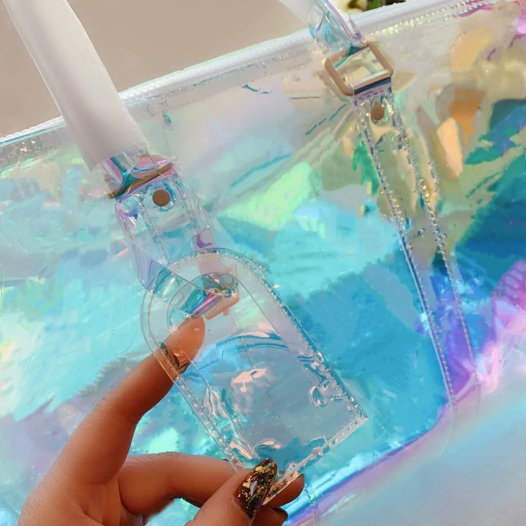 Iridescent duffle bag store