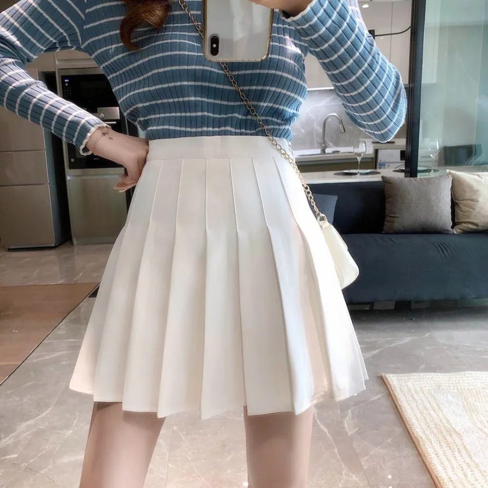 Sweet And Cute High Waisted Pleated Short Pleated Skirt For Women