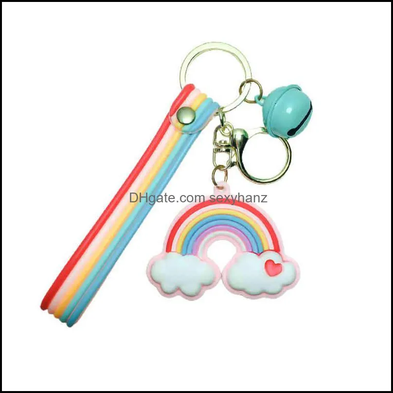 Keychains Version Girl`s Creative Soft Plastic Ring Schoolbag Seven Pendant Accessories