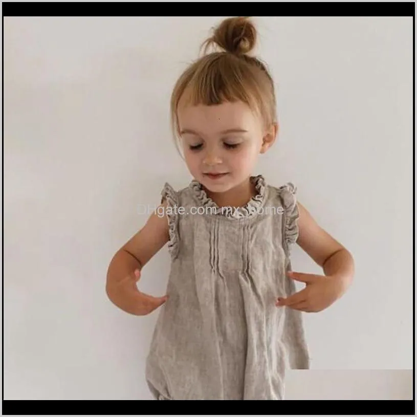 Monos Rompers Ropa Bebé Niños Maternidad Drop Delivery 2021 Mamelucos de bebé Primavera Infantil Casual Nacido Sin mangas Niñas Imprimir Onepieces Jump