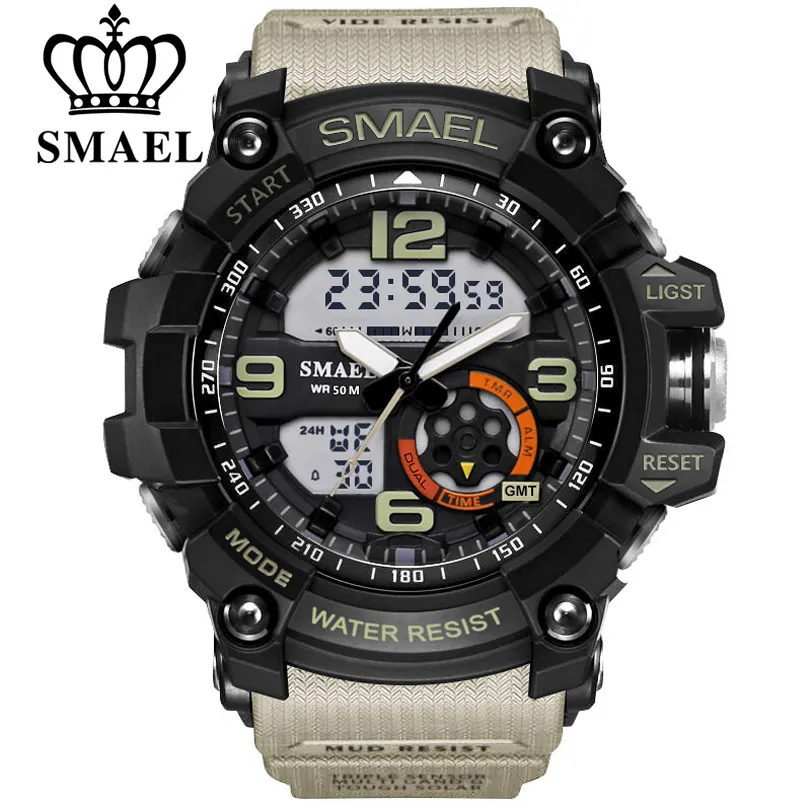 SMAEL Marque Hommes Sport Montre LED Numérique Étanche Casual Choc Mâle Horloges Relogios Masculino Hommes Cadeau Militaire Montres X0524