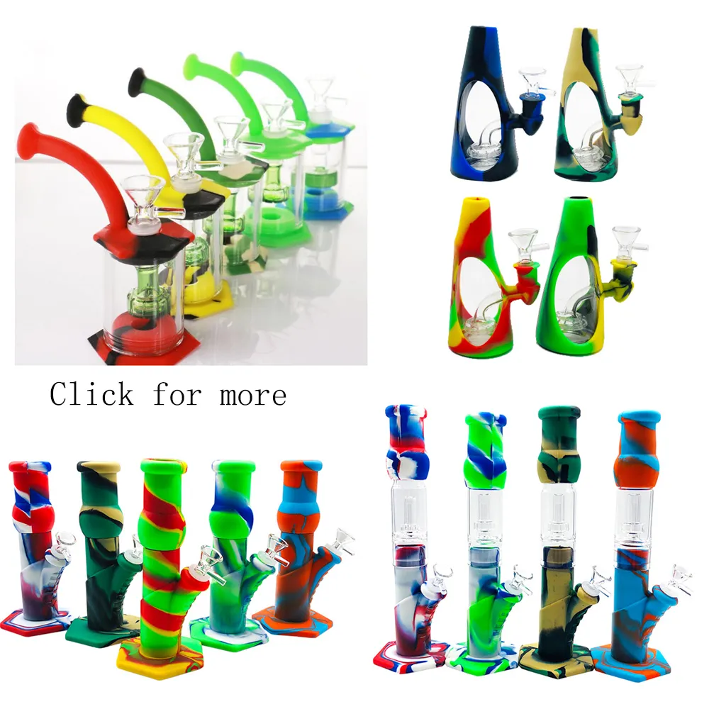 Bulk Order Silicone Hookah Bong With Glass Filter Bowl Big Straight
