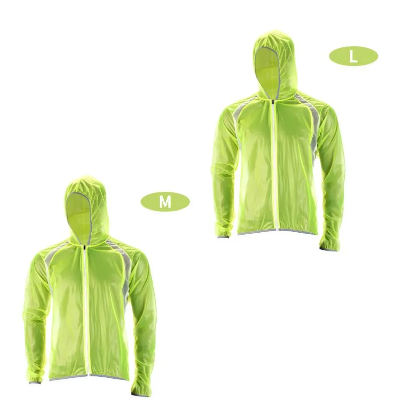 Rennjacken, verdickter Regenmantel, wasserdicht, für Erwachsene, universeller Regenponcho, regendicht, fluoreszierendes Design, mit Kapuze zum Reiten, Wandern, Camping