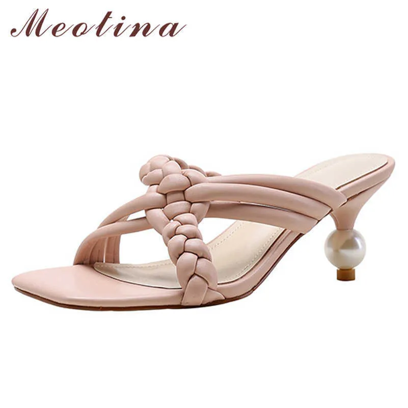 Meotina Slippers Schoenen Dames Hoge Hak Sandalen Vreemde Stijl Dia's Vierkante Teen Dames Schoenen Zomer Mode Schoenen Maat 33-41 210608