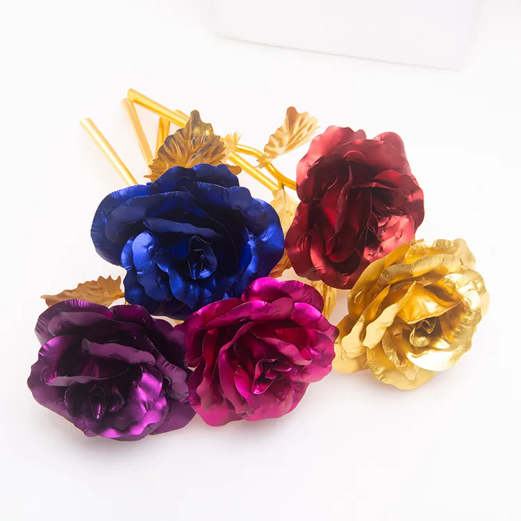 24K Foil Plated Gold Rose Flower Room Decor Dura per sempre Amore Decorazioni di nozze Amante Regalo creativo per la mamma / San Valentino Consegna gratuita FHL403-WY1583