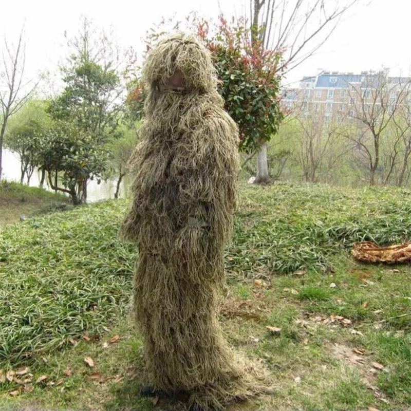 Jaktuppsättningar Camouflage Ghillie Suit Secretive Aerial Shooting Clothes Sniper Passar Kläder för