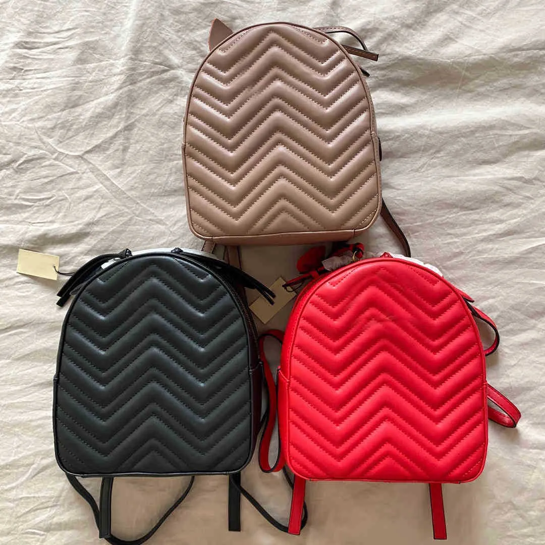 2021 Hot selling 5A Backpack Bags Top Quality Classic Stripes Genuine Leather Fashion School Bag 22x26.6x11cm