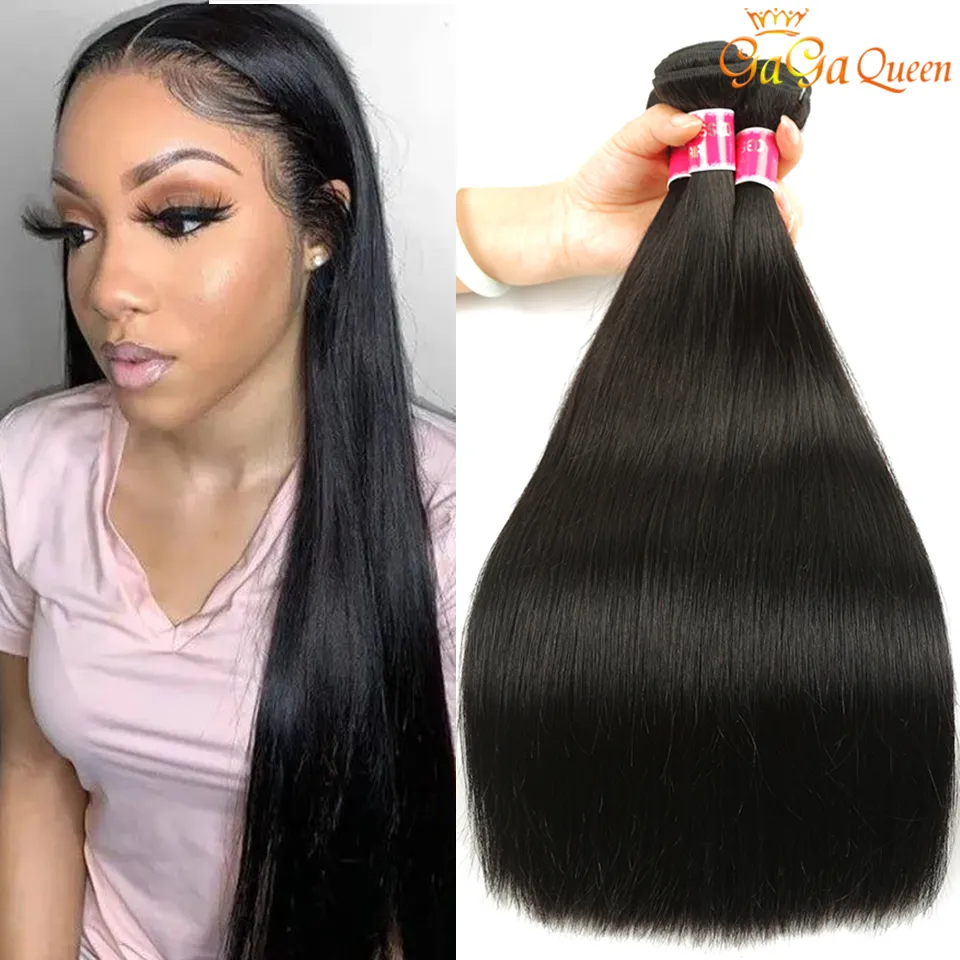 4 Bundles Straight Virgin Hair Unprocessed Raw Indian Human Hair Weaves gagaqueen