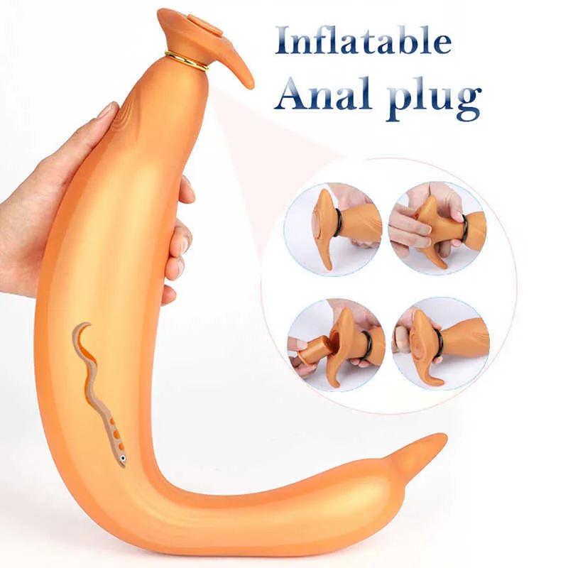 Plug anale gonfiabile Silicone Big Butt Plugs Dildo Stimolazione vaginale Massaggiatore della prostata Ano Giocattoli del sesso Per uomini Donne Prodotto gayp0804