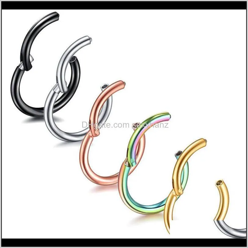 segment ring nose hoop rings septum clicker nose piercing buckle round earrings body jewelry new stainless steel interface ear 14g 16g