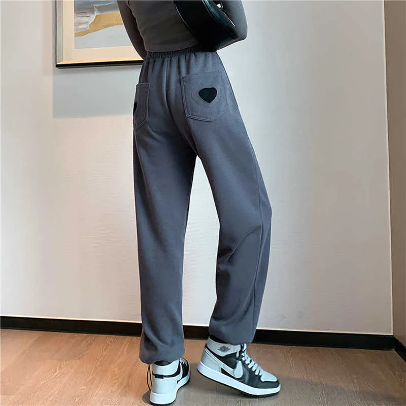 GUUZYUVIZ Autumn Winter Casual Pants Women High Waist Loose Plus Size Pantalones De Mujer Black White Grey Q0801