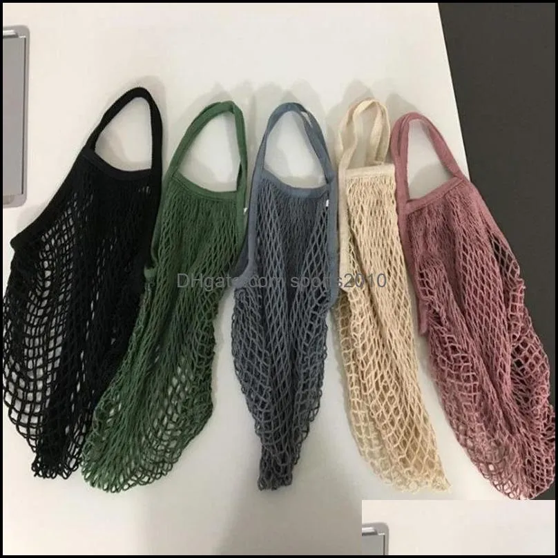 Bolsas Organización Housekee Gardenfashion Tienda de cuerdas Frutas Verduras Supermercado Shopper Tote Mesh Net Tejido Algodón Shoder Hand Totes Home St