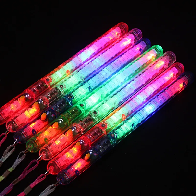 Large transparent flashing colorful stick colorful fluorescent rod water wave rod with rope stick concert stall glowing toys