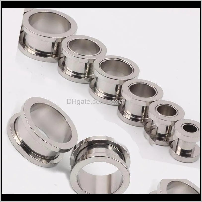 mix 2~10mm 50pcs stainless steel silver ear plugs tunnel body jewelry flesh tunnel pierce