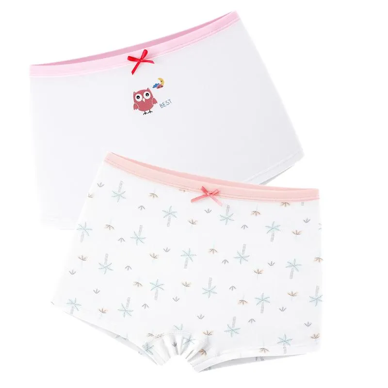 Girls Cotton Boxer Underwear Set Purple, Blue, And White Stretchy