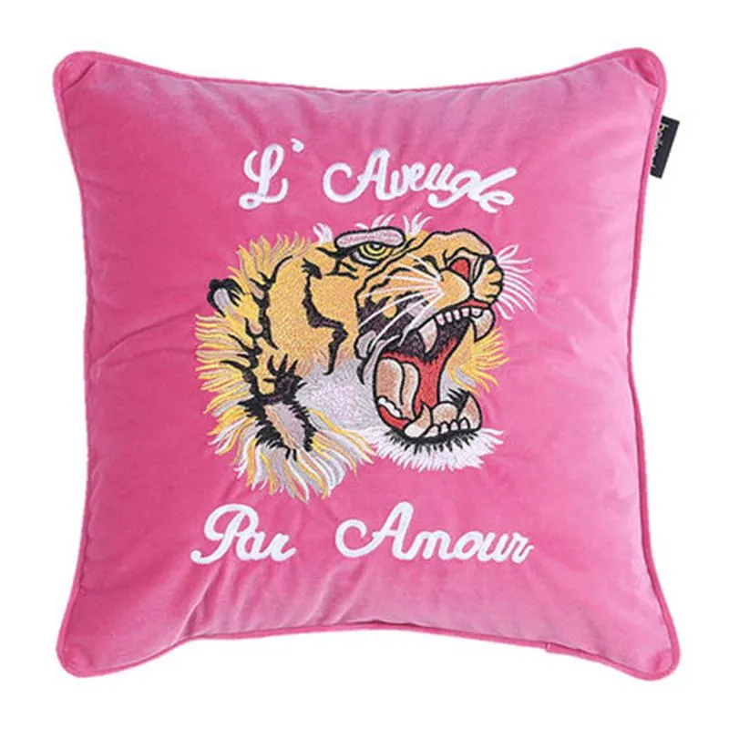 Luxury Designer Caso de travesseiro clássico tigre cabeça padrão bordado almofada capa 45 * 45 cm para decoração de casa e festival natal família gi