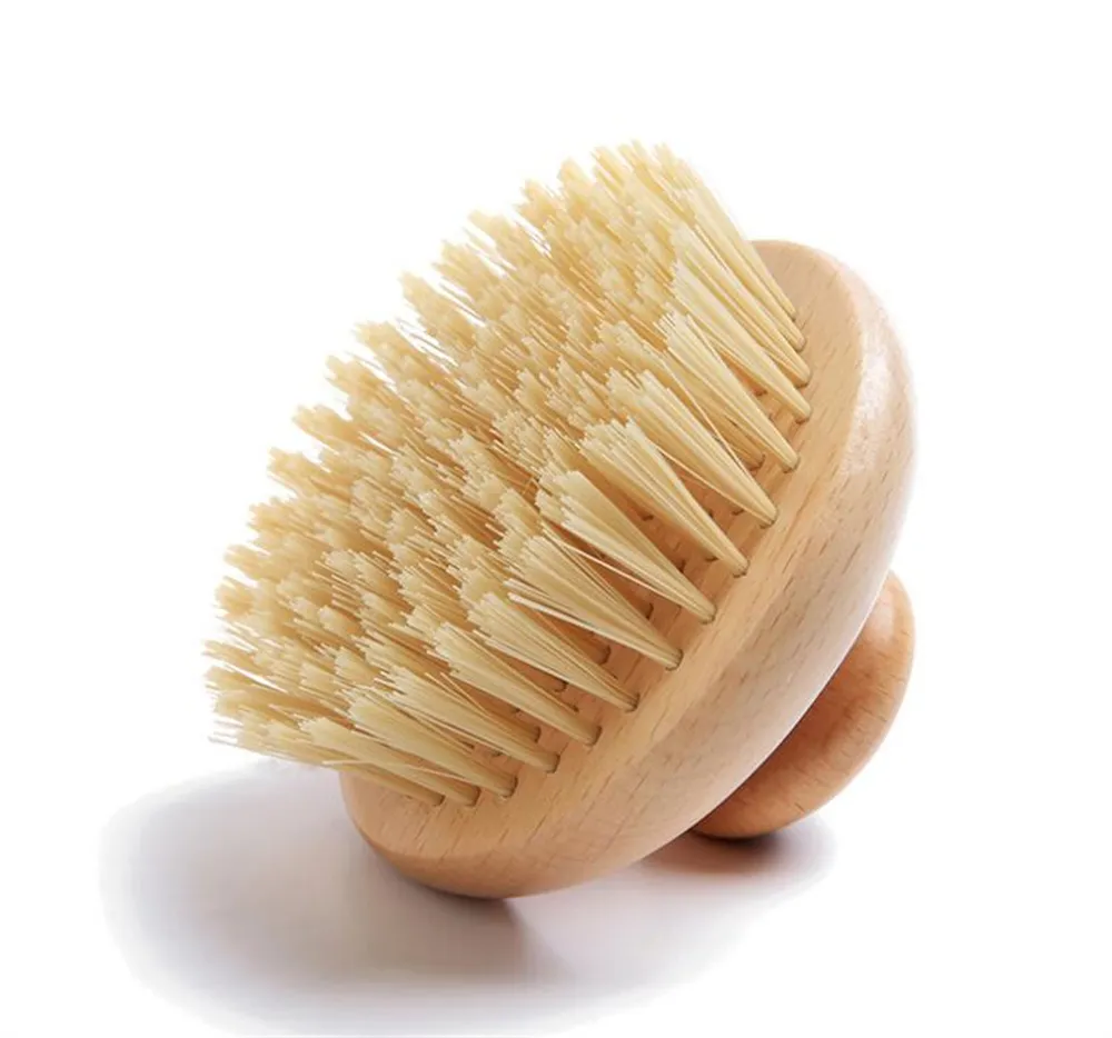 Brosse pour le corps en gros brossage à sec, brosses de douche humides ou spa, épurateur à manche en bois pour massage, exfoliation