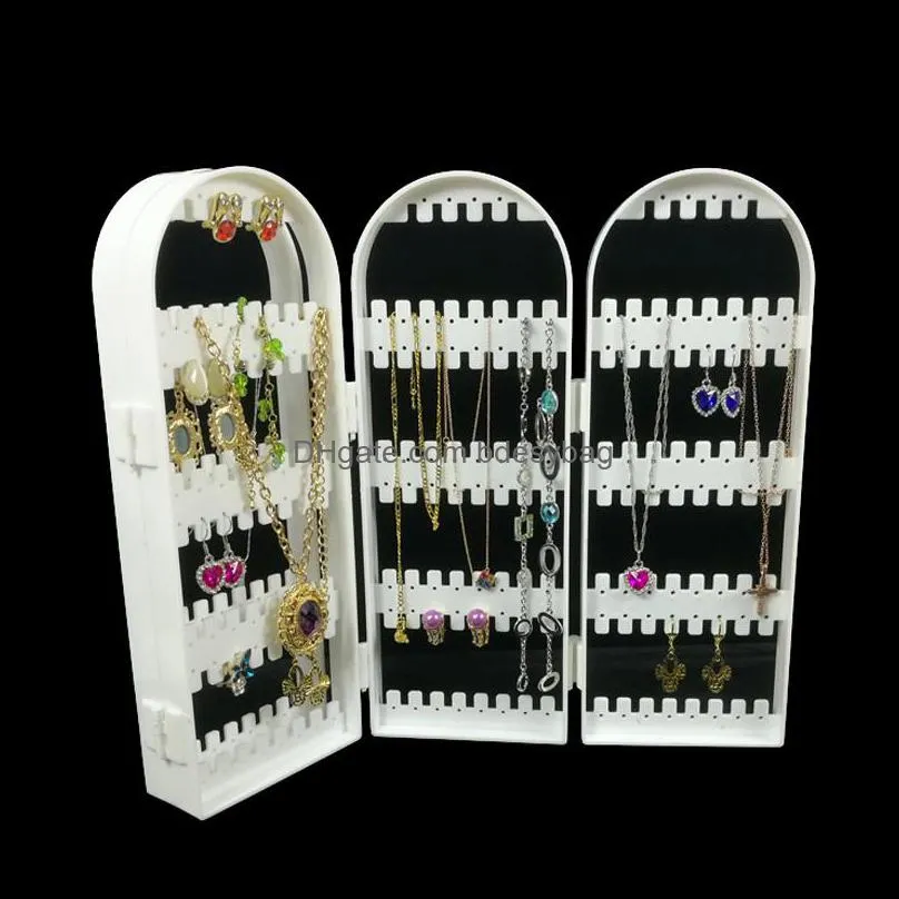 120/180/240/360holes Plastic Clear Earrings Studs Display Rack Folding Screen Earring Jewelry Display Stand Holder Storage Box