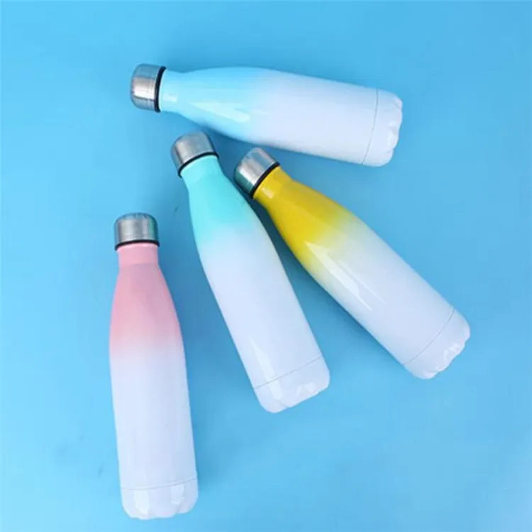 Bottiglia d'acqua in acciaio inossidabile a sublimazione da 17 once / 500 ml Bottiglie che cambiano colore sfumato Bottiglie per bereSEA SHPPING ZC263