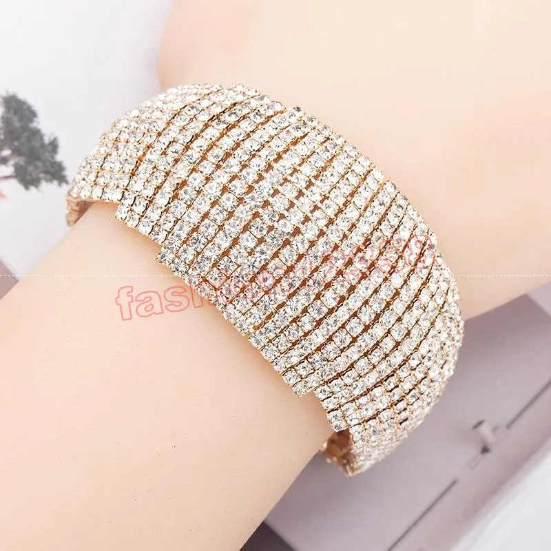 Luxe cristal strass bracelets porte-bonheur pour femme or argent couleur bracelets mariée mariage mode bijoux accessoires