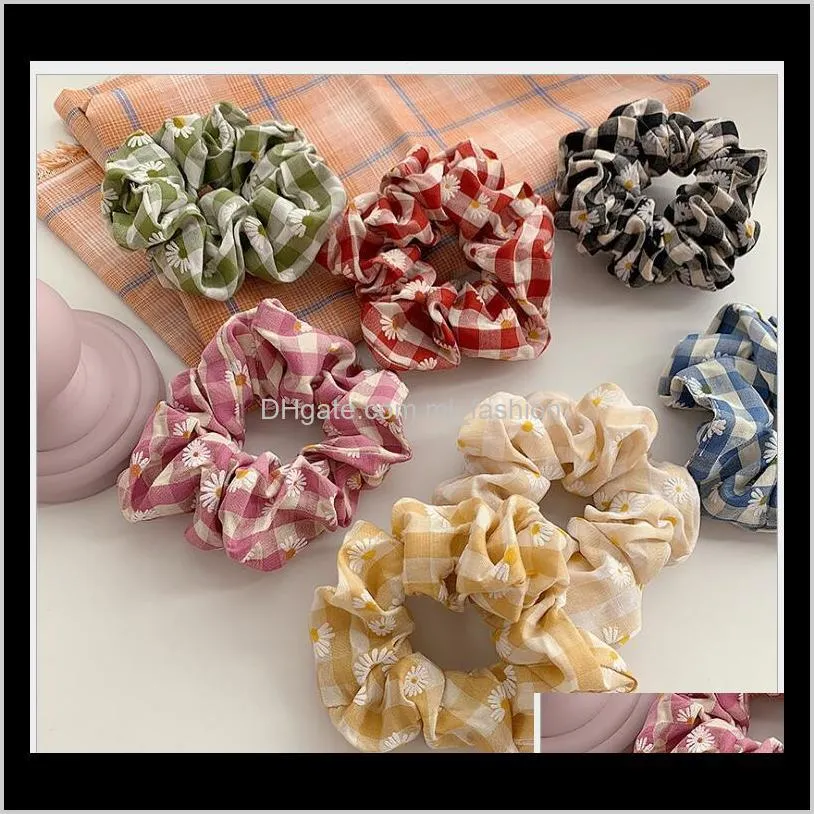 sweet scrunchie elastic hair bands dot plaid scrunchies women stretchy headbands girls hair ties floral hair accessories ps2293