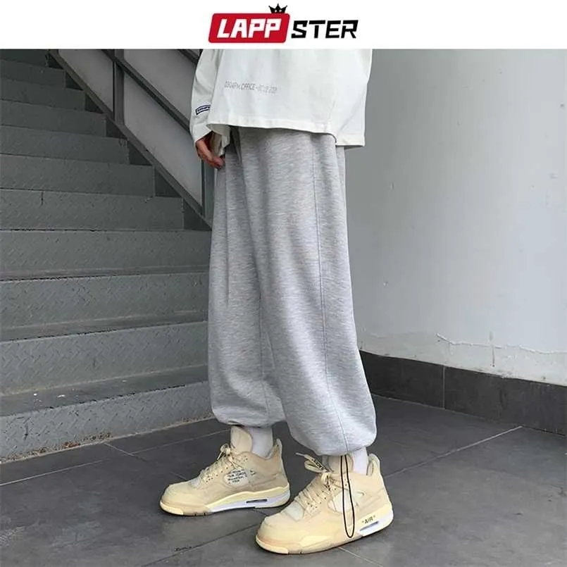 LAPPSTER Men Japanese Streetwear Solid Baggy Joggers Pants Man Korean Fashion Hip Hop Sweatpants Couple Black Trousers 5XL 211201