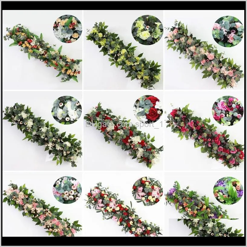 1m greenery plants party wedding arch door window station decor road lead artificial flower row runner diy rose peony hydrangea