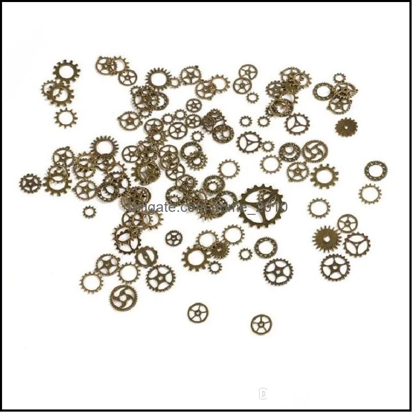 About 100pcs/lot DIY jewelry Making Vintage Metal Mixed Gears Steampunk Gear Pendant Charms Bronze Bracelet Accessories