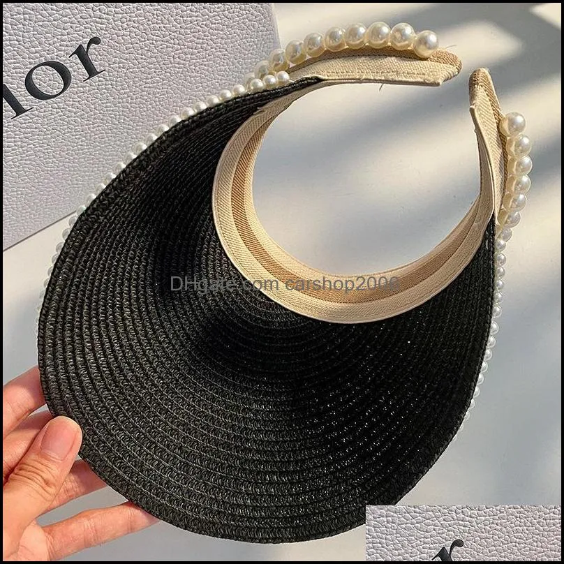 Wide Brim Hats Women Sun Handmade Straw Visor Caps Parent-Child Summer Hat Empty Top Beach