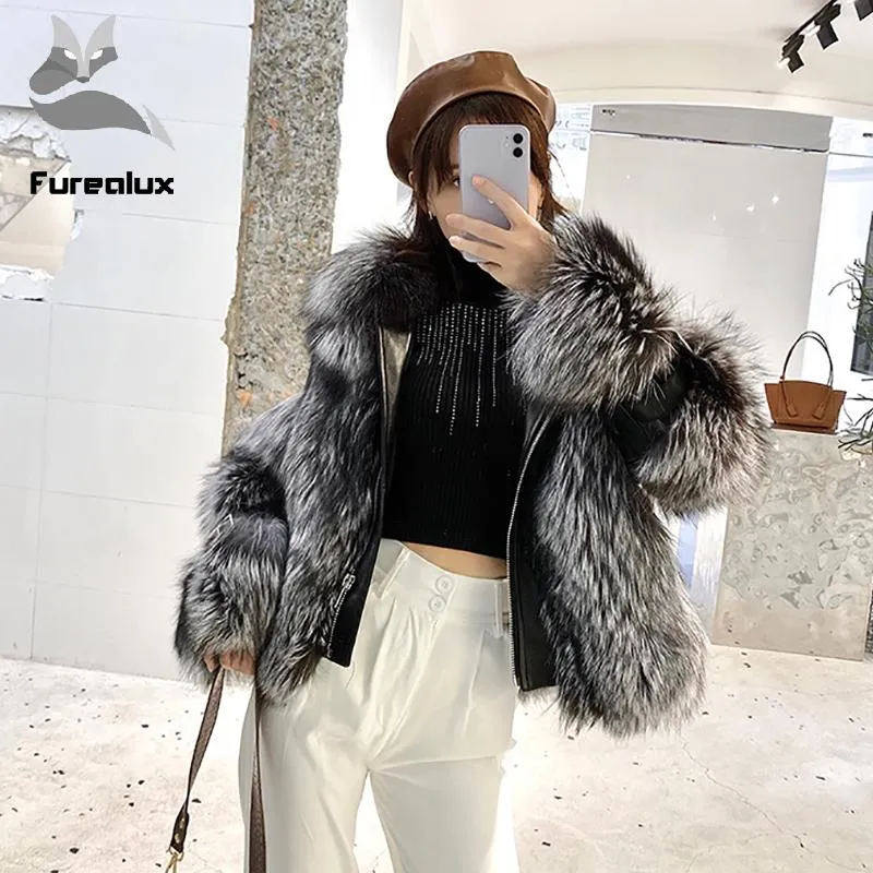 Femmes fourrure Faux Furelux hiver femmes manteaux courts avec véritable peau de mouton cuir naturel veste de luxe mode vêtements d'extérieur minces 2021