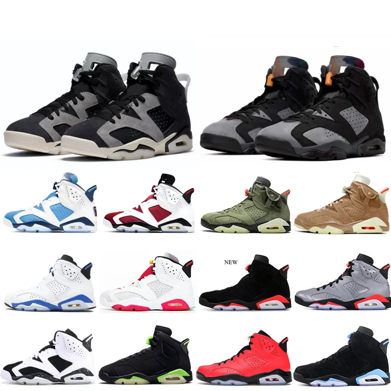 남자 6 6s 농구화 UNC 검은 고양이 적외선 23 Oreo 적갈색 Carmine Electric Green Tinker Hatfield Hare 스포츠 운동화 크기 7-13