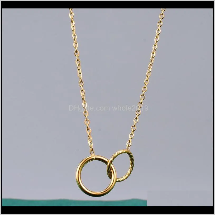 Pendentifs Drop Livraison 2021 Amitié pour l'éternité Collier Or Titane Acier Verrouillage Infinity 2 Cercle Cadeau Bijoux Ami Femme P