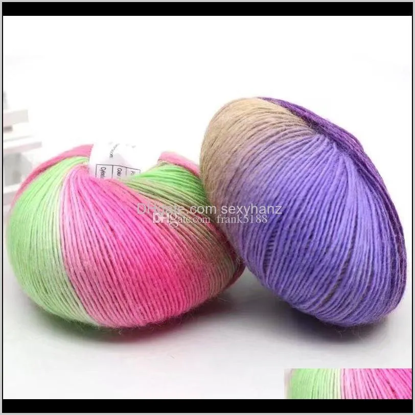 50g/ball fancy rainbow yarn fo knitting chunky hand-woven colorful knitting scores 100% wool yarn crochet thread