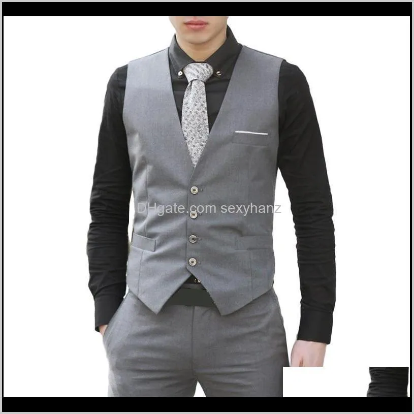 men`s formal classic business waistcoat slim fit tuxedo casual gilet new business v-neck suit vest for men