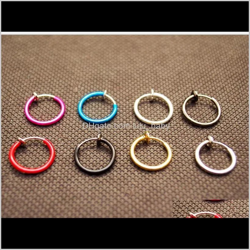 fake nose hoop ring ear septum lip navel earrings body non piercing black jewelry drop shipping ps2865