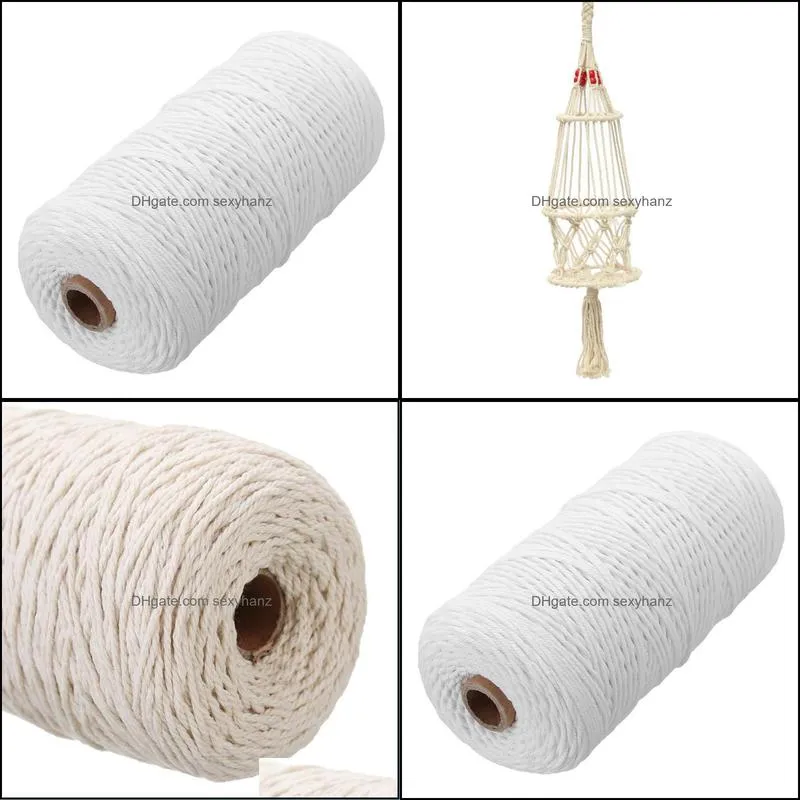 Yarn 1mm X 400m Beige White Cotton Braided Rope Craft Bohemian Macrame DIY Handmade Accessories