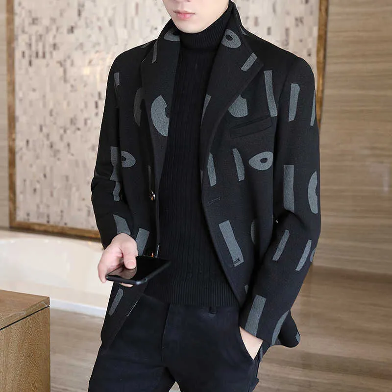 Winter Blazer for Men Suit Jackets Casual Wool Trench Coat Wedding Dress Coat Business Male Windbreaker Veste Costume Homme 210527